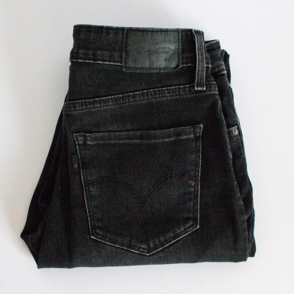 Levis 28x30 721 High Rise Skinny Black/Gray Jeans Dark Wash Soft Jeans - Picture 11 of 11